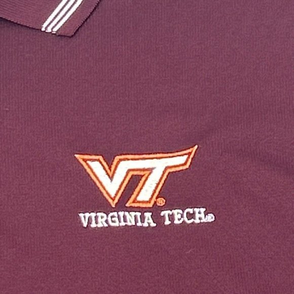 adidas Shirt Men's Virginia Tech Hokies L Maroon Short Sleeve Polo - Picture 2 of 9